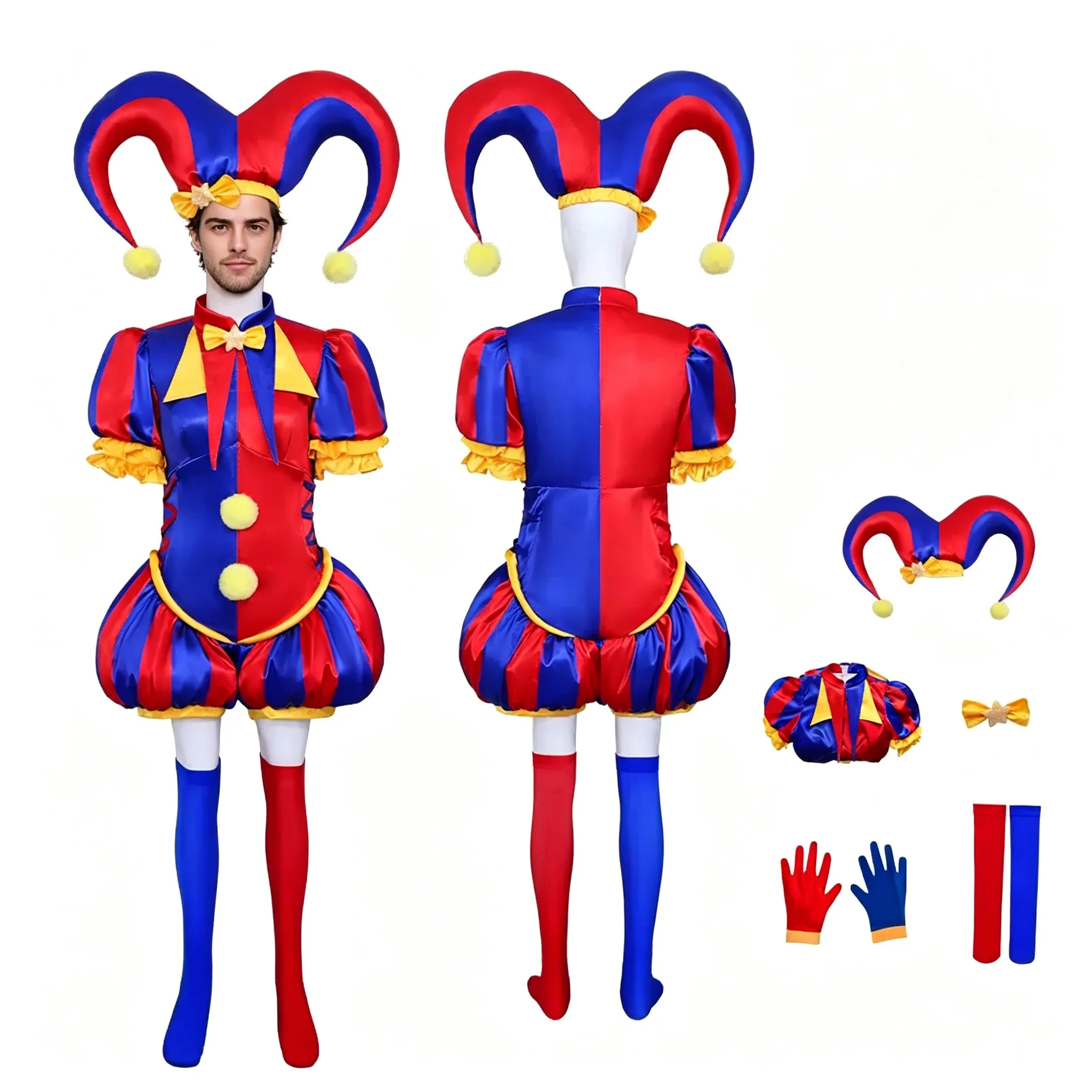 

Pomni Cosplay Costumes Clown Uniform Anime The Amazing Digital Circus Role Play Halloween Carnival Party Outfit