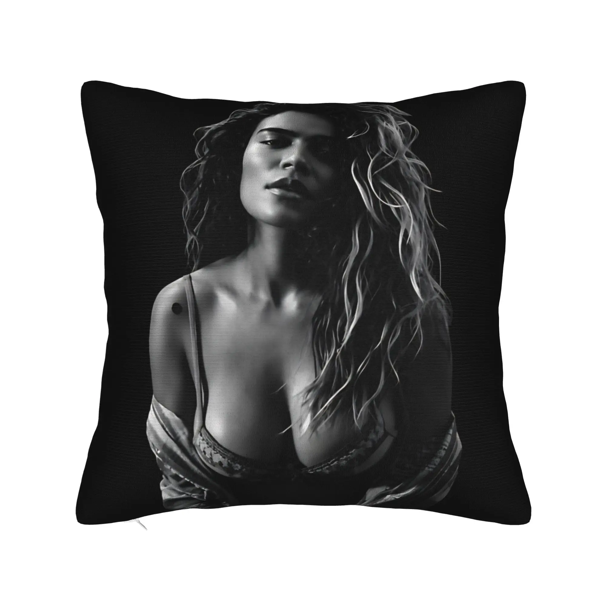 Pillow Cover Karol G Monochrome High Contrast Portrait  Novelty Pillow Case For Sofa Bedroom Home Decor Pillowcases