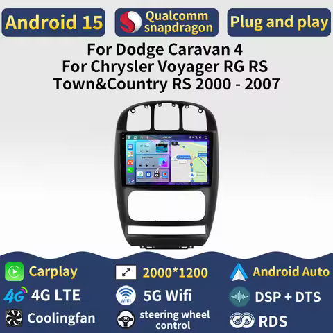 Android 15 For Dodge Caravan 4 For Chrysler Voyager RG RS Town&amp;Country RS 2000 - 2007 Car Radio Carplay Auto GPS Navigation 2din