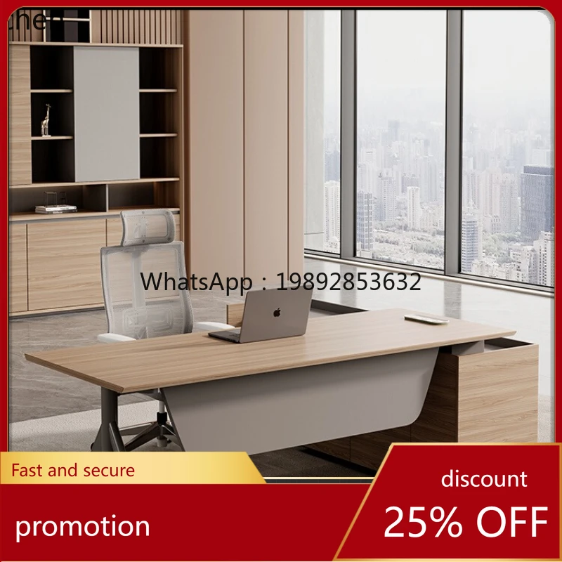 

HXL supervisor desk simple modern manager office desk with side cabinet table and chair combination light luxury high sense