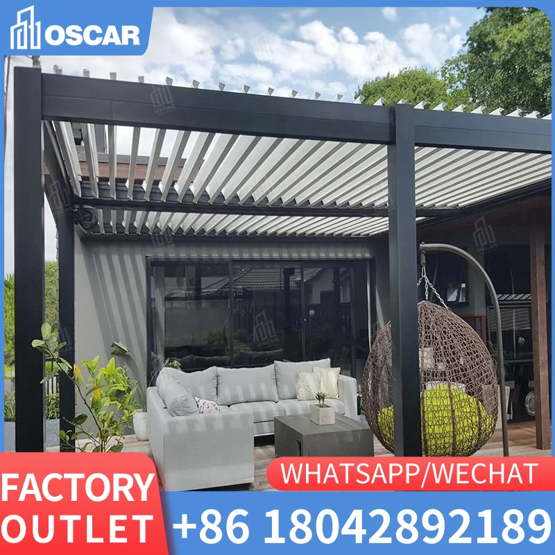 Factory Direct 3x3m 3x4m 3x6m Louvered Roof Gazebo Pavilion Waterproof Aluminum Pergola Garden Furniture for Garden Building