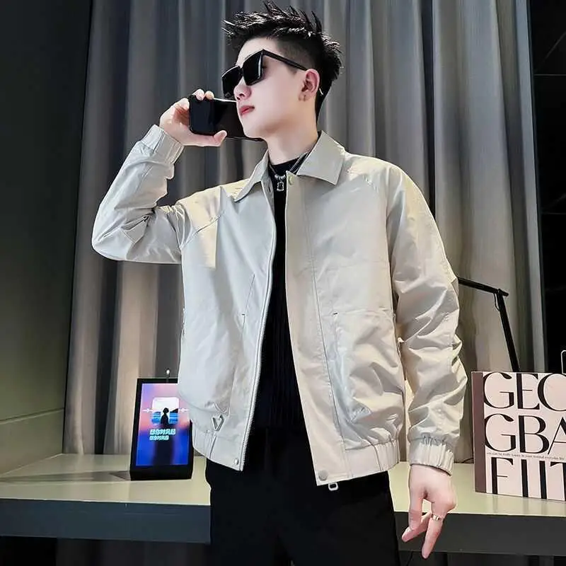 

Мужская куртка с воротником Sli ort, весенне-осенняя повседневная модная молодежная длинная верхняя одежда из полиэфирного волокна, пальто