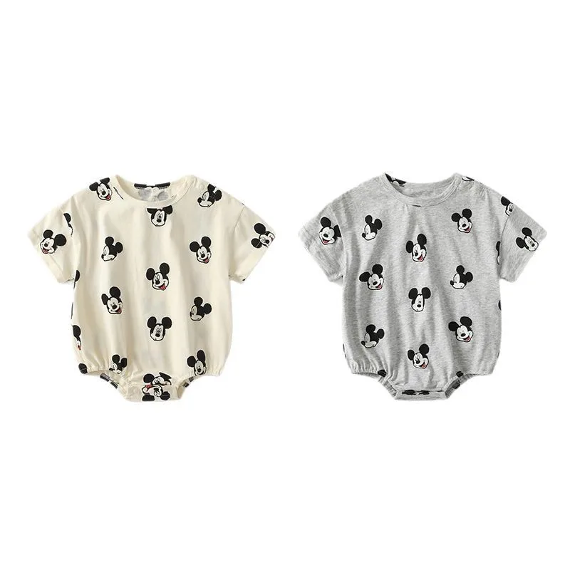 

MINISO Summer Full Mickey Print Baby Boy Fart Coat Newborn Climbing Clothes Infant Romper Soft Cute Outfit 0-1 Years Bodysuits