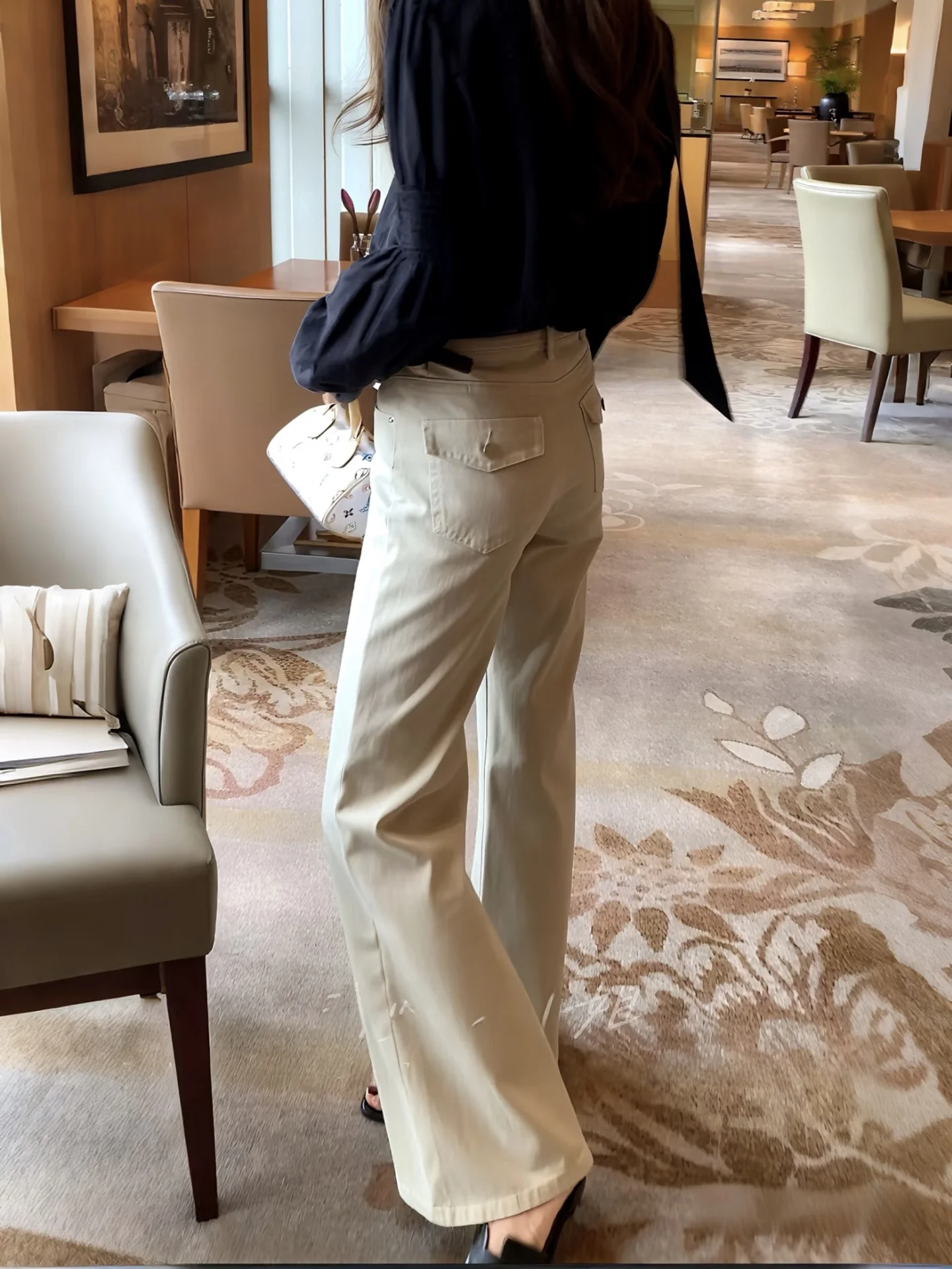 

Khaki Flared Jeans Women's Lightweight Loose Fit Summer New Style High Waist Denim Pants Casual Long Trousers Spring Season