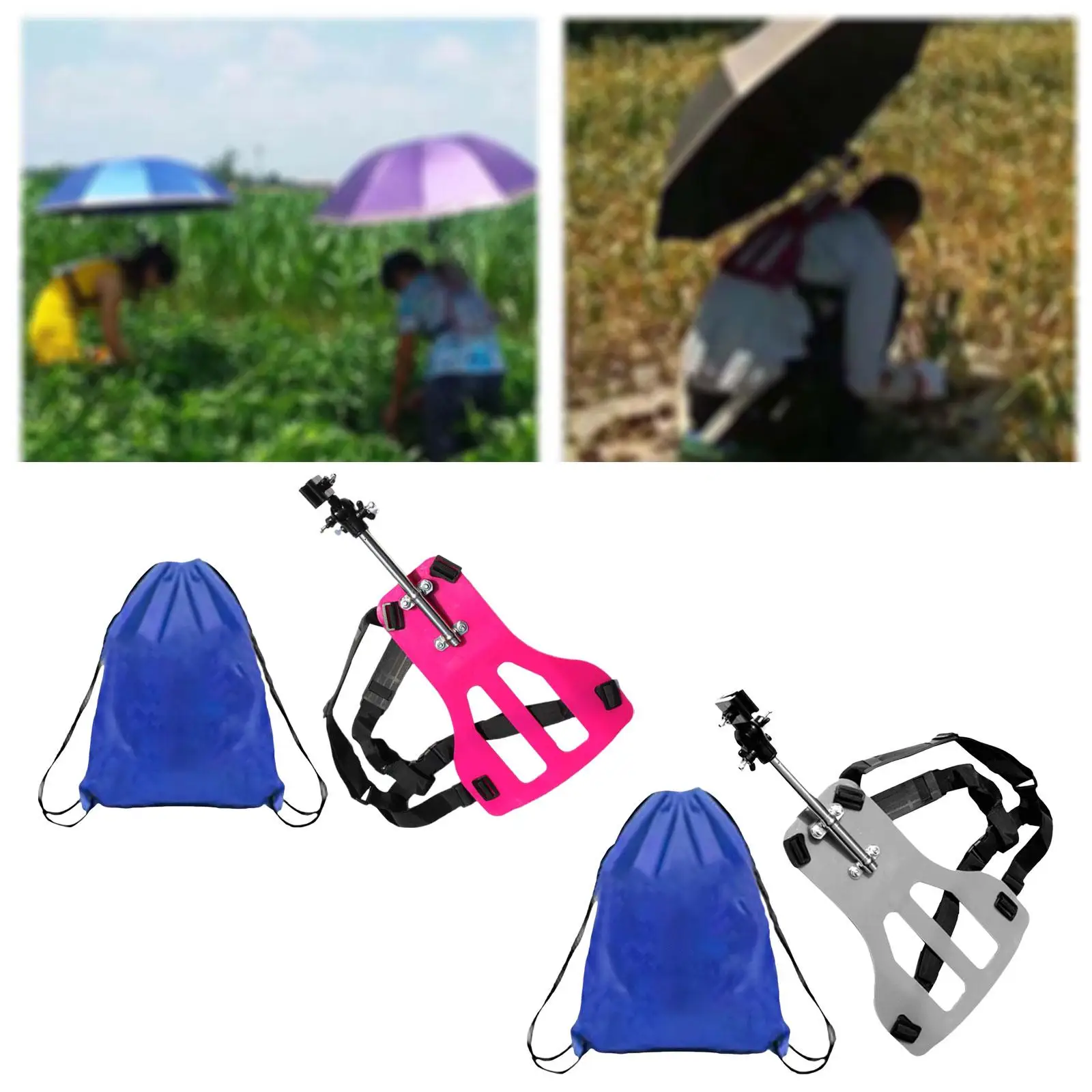 Wearable Umbrella Holder Adjustable Bracket Portable Hands Free Support Umbrella Stand for Adults Outdoor Cycling Running Kayak