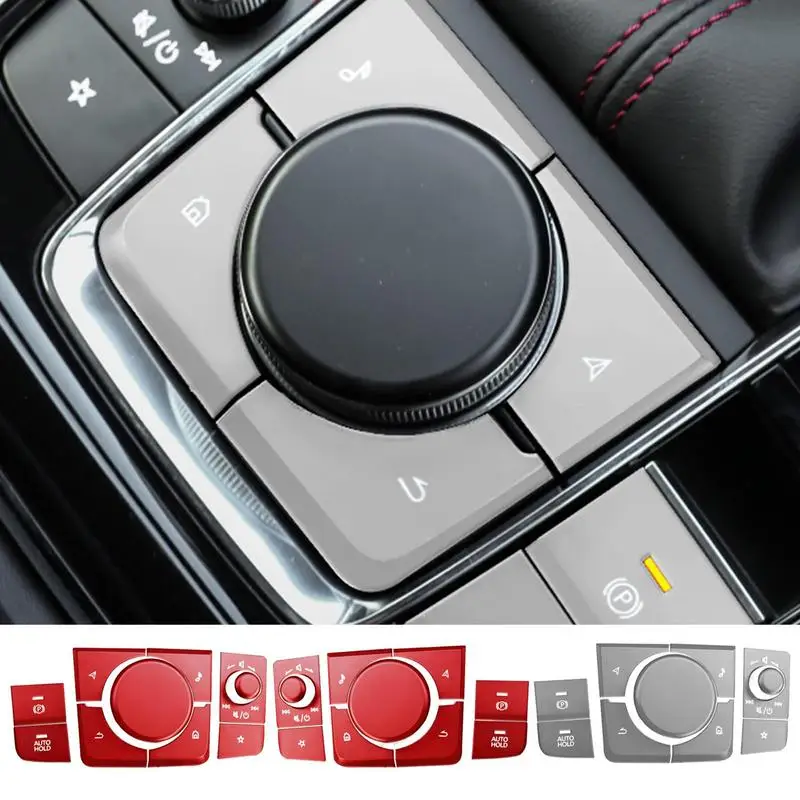 Car Center Console Buttons Aluminum Alloy Stickers Car Gear Panel Knob Anti-Scratch Sticker Auto Upgrade Parts For Mazda 3 CX-30