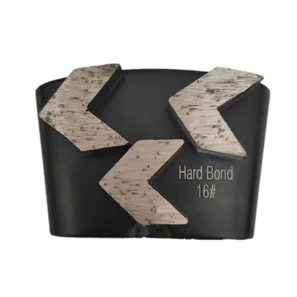 Quick Change Diamond Grinding Segments - Grit 16 Hard Bond Black EZ Concrete Floor Tools - Three Sharp Arrow Bars - 12 PCS