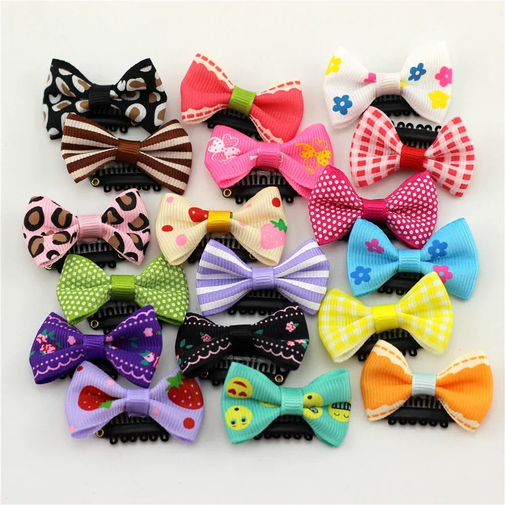 10pc Print Flower/Strawberry/Smile/Cartoon Babies Fine Wispy Hair Mini Latch Wisp Clip Newborn Bow Hair clips Infant Hairpin