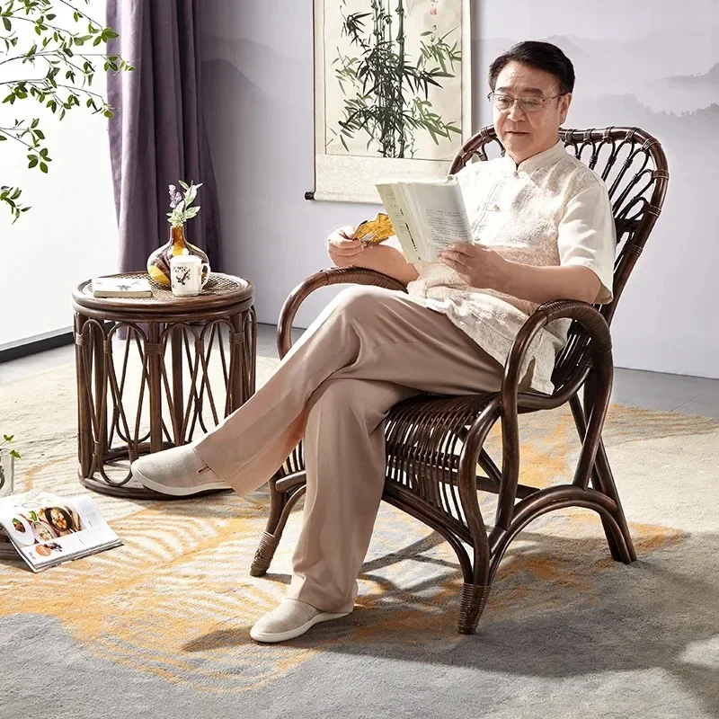 

Balcony natural rattan chair, backrest chair, household chair, backrest rattan chair