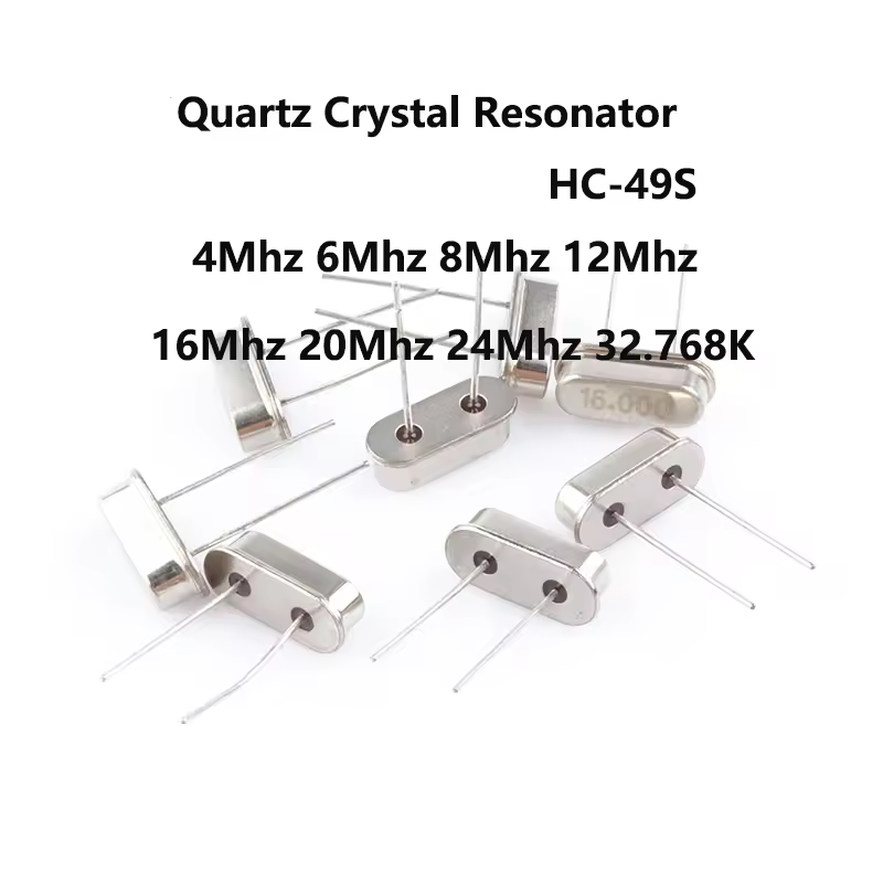 10PCS 4Mhz 6Mhz 8Mhz 12Mhz 16Mhz 20Mhz 24Mhz 32.768K Risonatore a cristallo di quarzo Oscillatore passivo HC49S 8.000MHZ