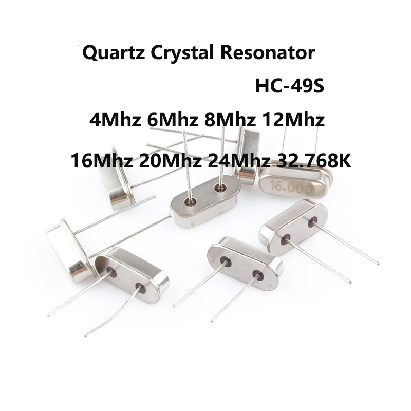 10PCS 4Mhz 6Mhz 8Mhz 12Mhz 16Mhz 20Mhz 24Mhz 32.768K Quartz Crystal Resonator Passive Oscillator HC49S 8.000MHZ