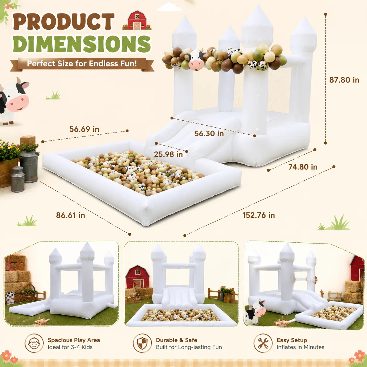 Castillo Inflable Oxford Blanc - Kids Outdoor Wendy House reseña y precio