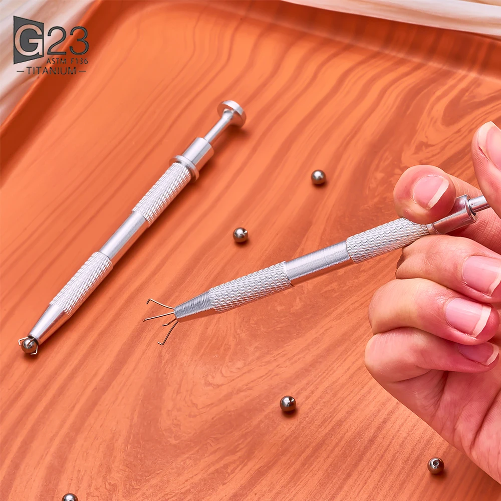 Ferramenta de Captura com Quatro Garras para Contas, Diamantes e Pedras Preciosas, Pinça de Segurança, Ferramenta Tipo Caneta para Aplicação de Piercings Corporais