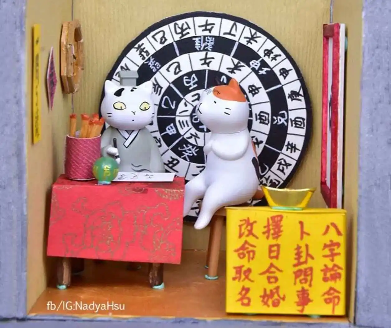 

Anime Figure Fortune Telling Cat Blind Box Cute Cat Action Figure With Stool Kawaii Desk Decor Collectible Toy Surprise Gift