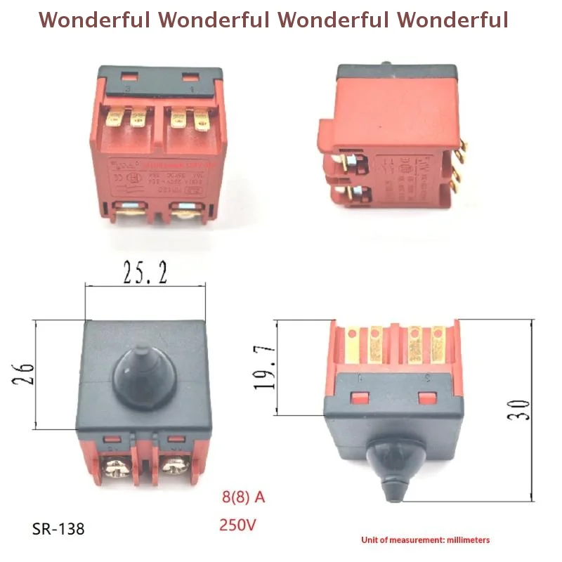 Picture 7: Durable 1/2/5Pcs Push Button Switches for 6-100 Polisher Angle Grinder, Power Tool Replacement Accessories.