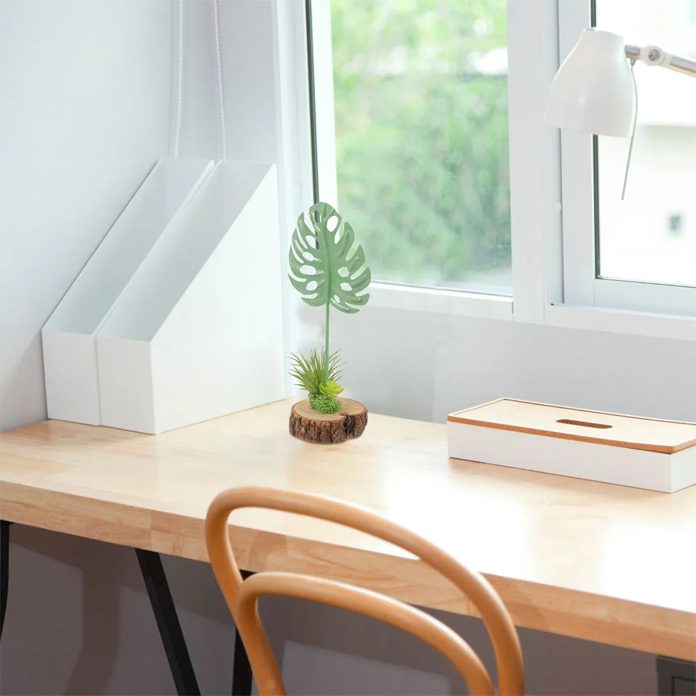 

2pcs Artificial Monstera Plant Resin Decor Nordic Style Home Office Bedroom TORTOISE BACK LEAF DECORATION Greenery