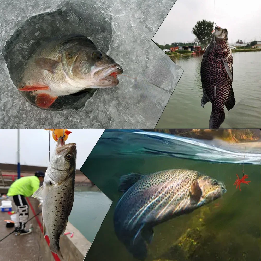 Señuelo suave de gusano rojo realista, cebo Artificial de silicona para pesca en invierno, lubina y carpa, 20-100 unidades