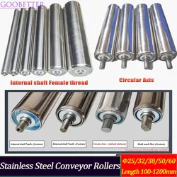 Stainless Steel Conveyor Rollers Diameter 25/32/38/50/60 Length 100-1200mm, Non-powered Roller Conveyor Line Accessories