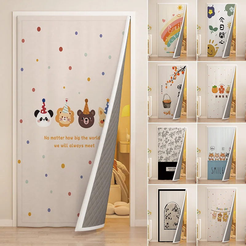 Winter Quilted Paste Door Curtains Provide Warmth Insulation Cold Resistance, and Easy Cleaning for Home Decoration