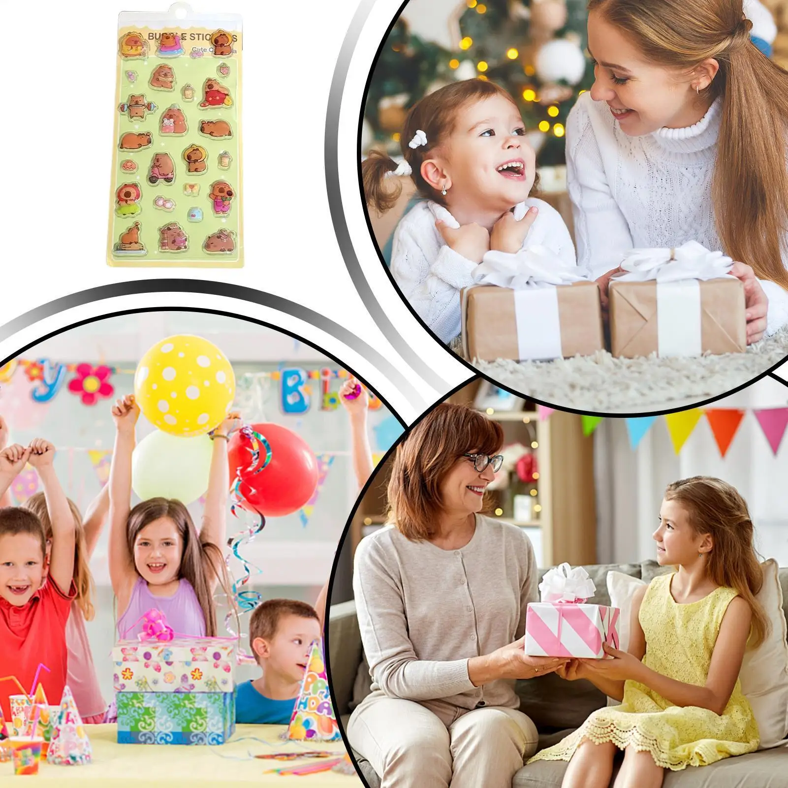 Naklejki 3D Samoprzylepne Kapibary Scrapbooki Naklejki 3D Kreskówkowe Naklejki Puff na Laptopy Obudowy Telefonów Urodziny Imprezy Klasowe