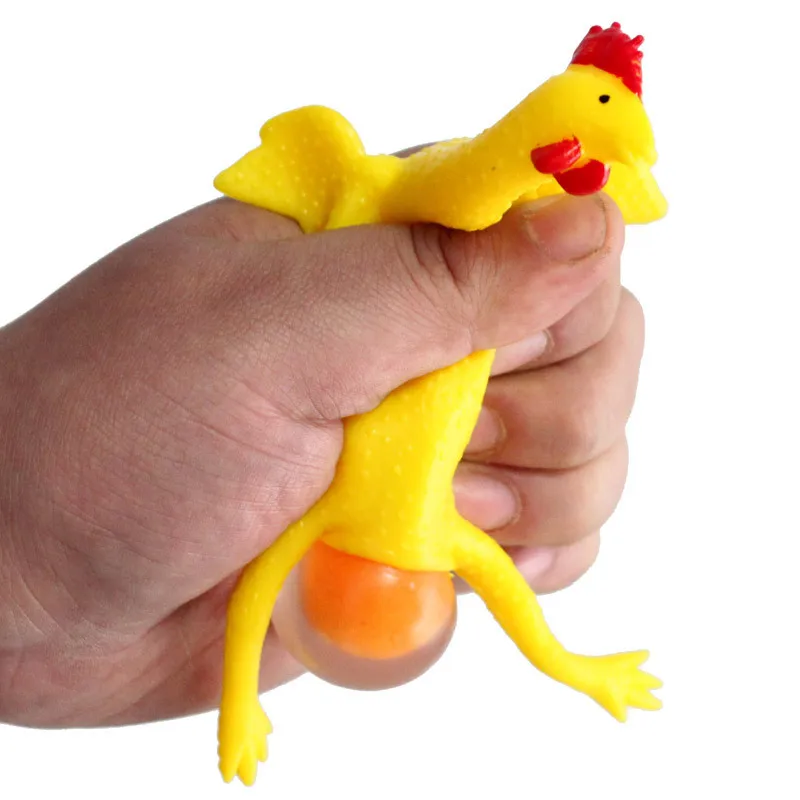 2 PCS Funny Squishy Toys Vent Chicken Laying Egg Squeezable Poppit Stress Relieve Chird Gifts Antistress Keychain for Game