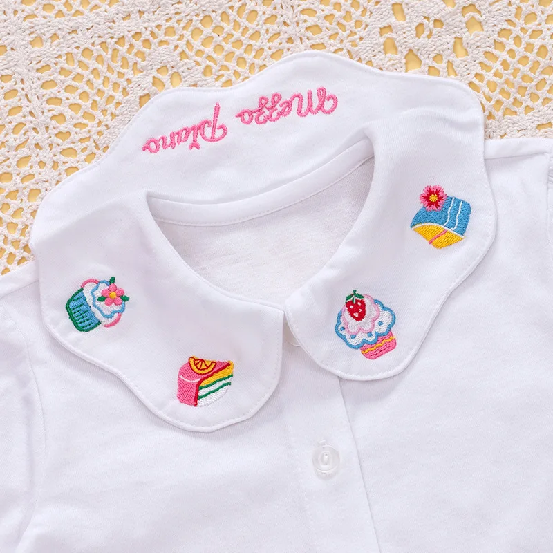 Japanese Style  Autumn Girls Long Sleeve Shirts Ice Cream Letter Shirt Overlay Korean Children\'s Tops Blouse for Girl Camisas