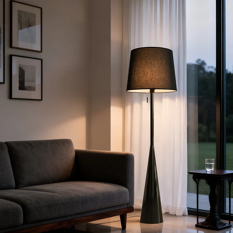 Linen Fabric Metal Column-shaped Stable Base Mushroom Smart Dimming Floor Light Standing Rice Paper Floor Lamps