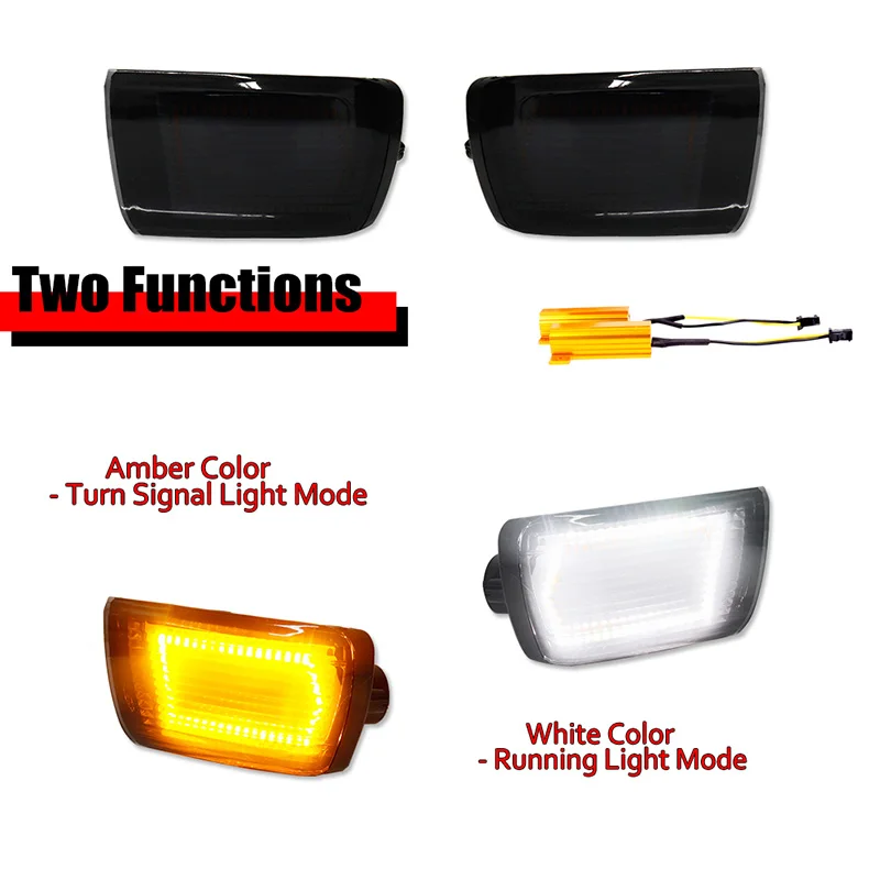 Gtinthebox Dual-color Amber LED Car Front Bumper Turn Signal Lights w/ White DRL Driving Lights For 2003-2005 Toyota 4Runner