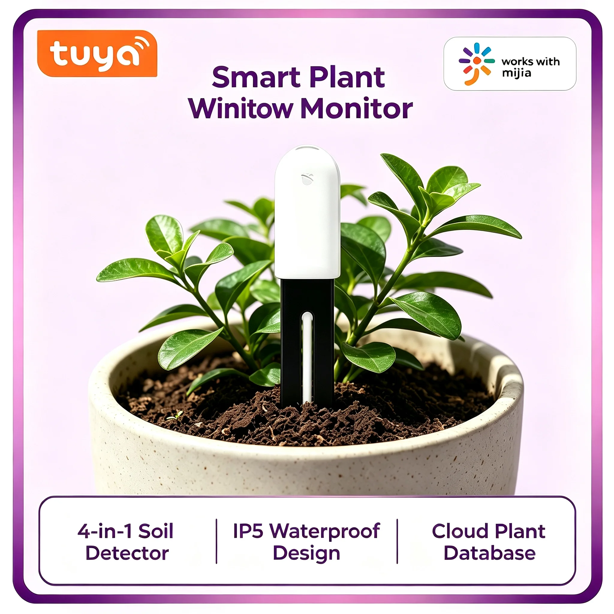 HHCC Flora Garden Plant Monitor 4-in-1 Soil Sensor IP5 Waterproof Soil Water Fertility Tester For Xiaomi Mijia APP