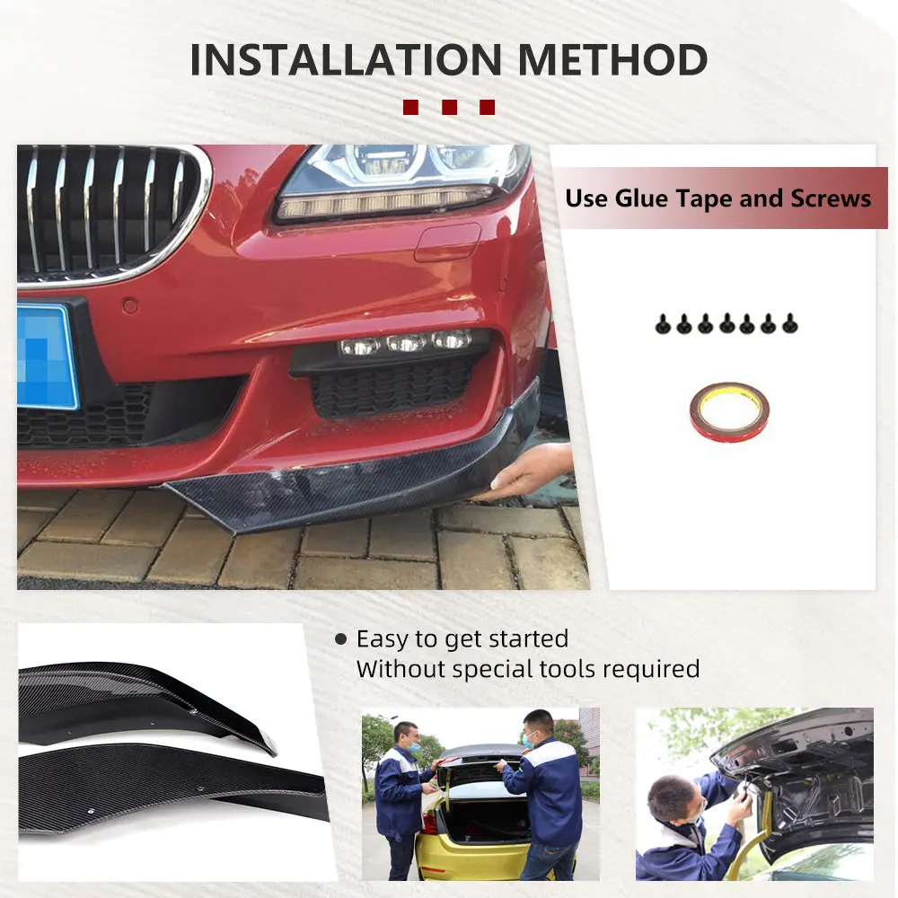 ألياف الكربون/FRP الجبهة حافة مصد السيارة الخائن لسيارات BMW F06 F12 F13 M Sport 2012-2016 للتحويل 650I غير M6 زعانف Canards الأمامية