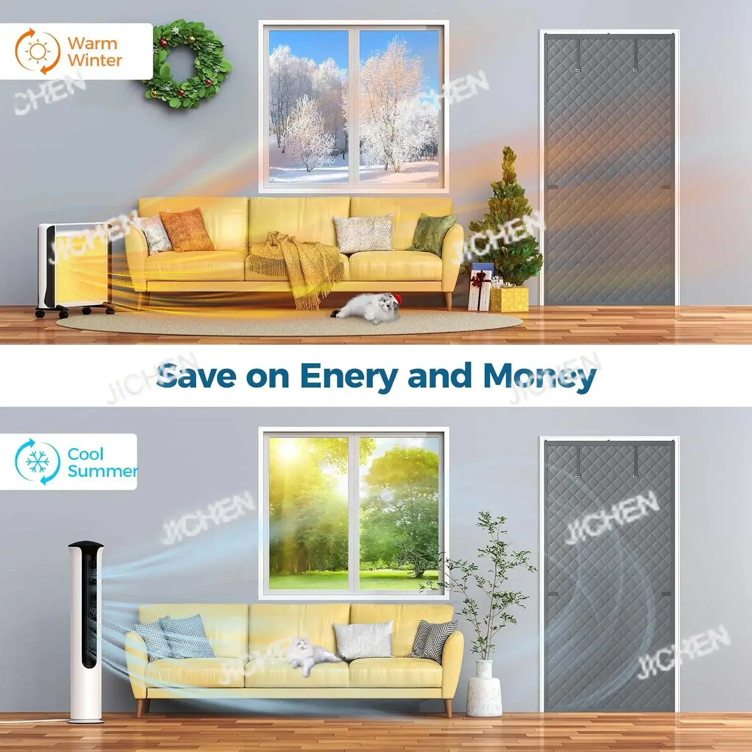 

RJC thermal insulation door curtain suitable for door size 104 * 215cm Oxford cloth