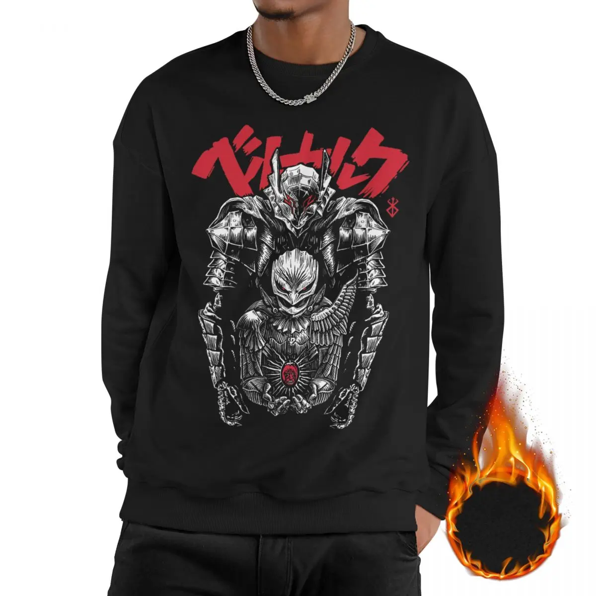 

Manga Berserk Anime Sweatshirt Fleece Lined For Men Women Thick Sweatshirts Graphic Print Long Sleeve Shirts Hoodie