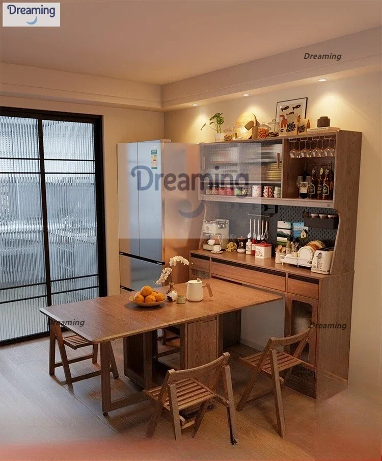 

Solid wood dining side cabinet dining table integrated living room locker against the wall wine cabinet simple locker