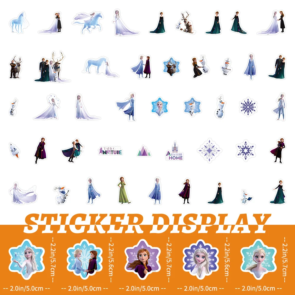 10/30/50pcs Kawaii Disney Cartoon Frozen Stickers Cute Princess Anna Elsa Decals DIY Notebook Skateboard Guitar Laptop Kids Toy