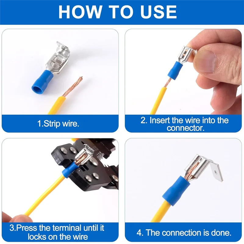 AT51-Spade Connectors Disconnect Piggyback Spade Assortment Kit شبه معزول أنثى/ذكر كابل تجعيد محطات، 16-14 AWG