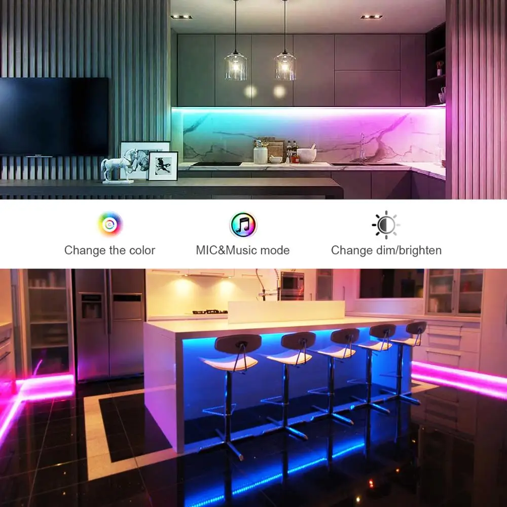 Bluetooth LED Strip light 5050 SMD RGB LED light Smart Voice control LED Neon lamp Tape Ribbon for Room TV Backlight Decoration