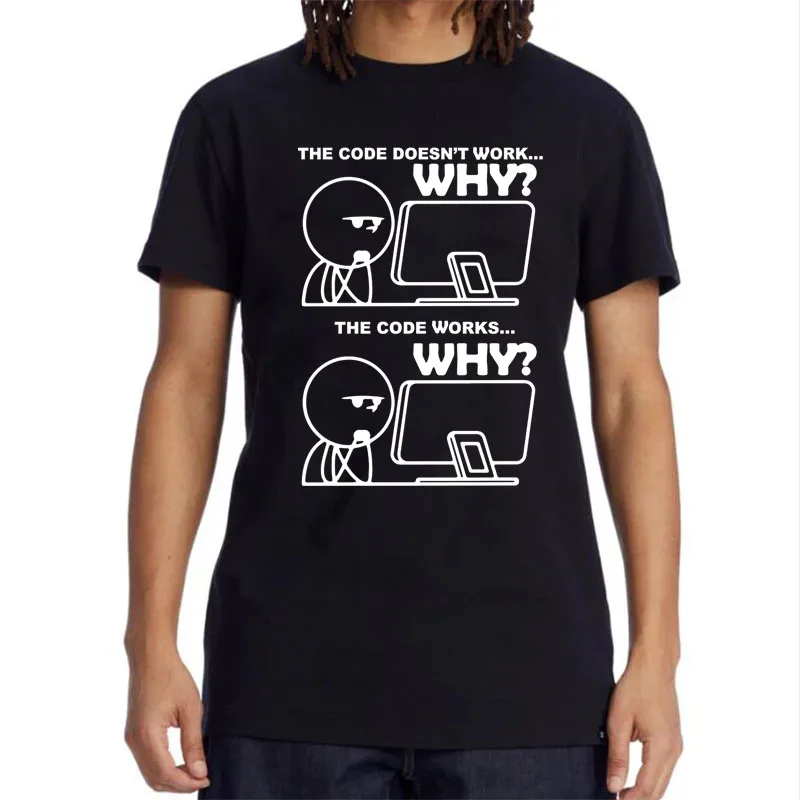 Camiseta holgada con estampado de programador divertido para hombre y mujer, camiseta de manga corta, camisetas masculinas de alta calidad