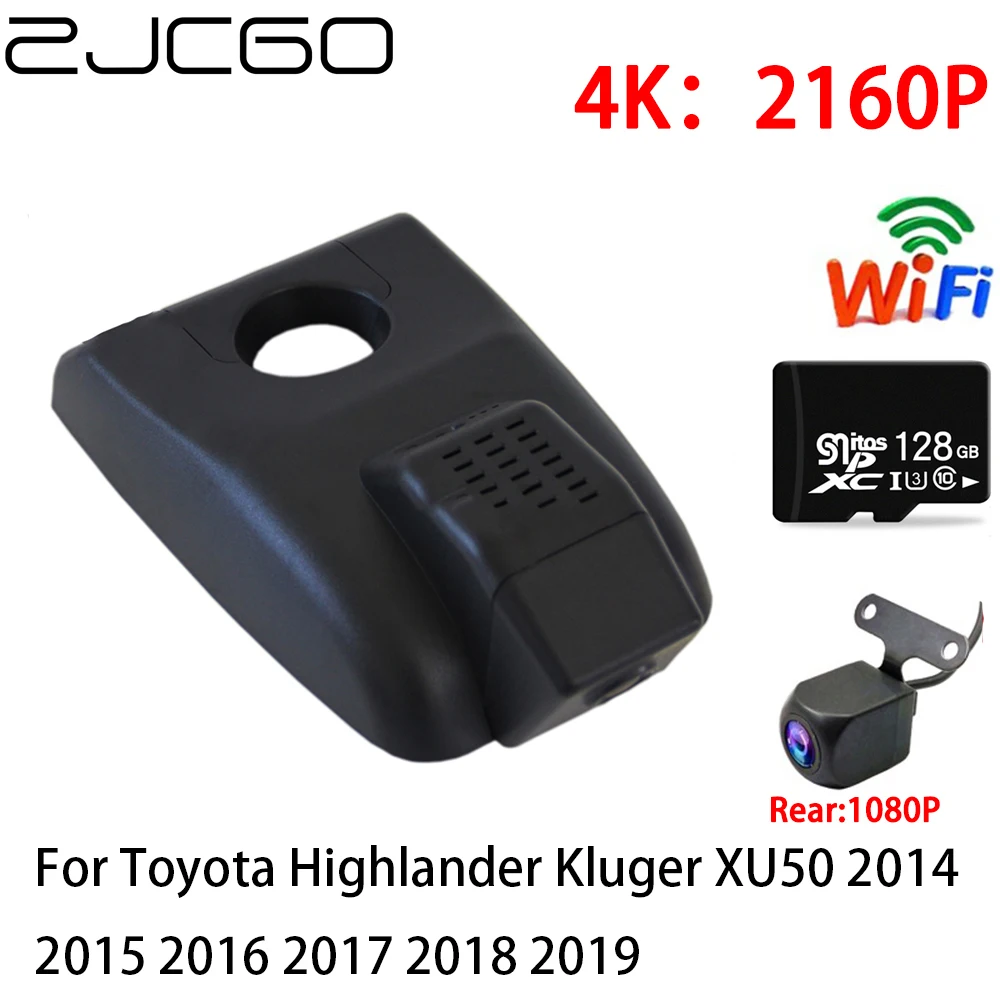 

ZJCGO 2K 4K Car DVR Dash Cam Wifi Front Rear Camera 2 Lens 24h for Toyota Highlander Kluger XU50 2014 2015 2016 2017 2018 2019