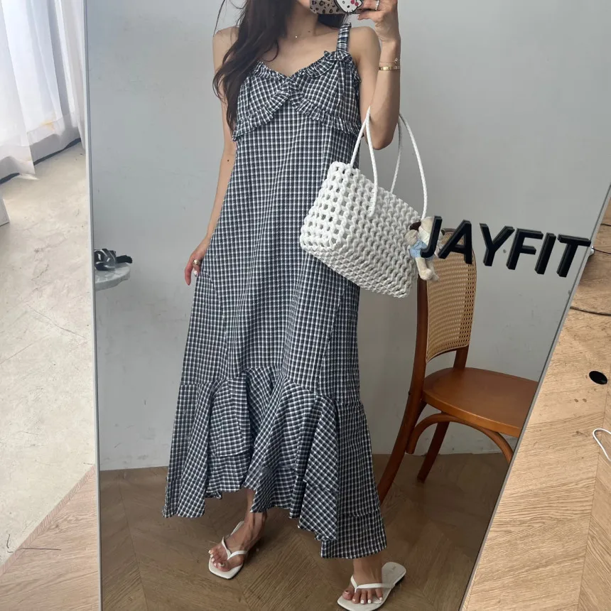 Jupe longue d'été Chic Vintage pour femmes, tenue de vacances, avec ourlet irrégulier, motif animé, sans Sve, vêtements de trajet