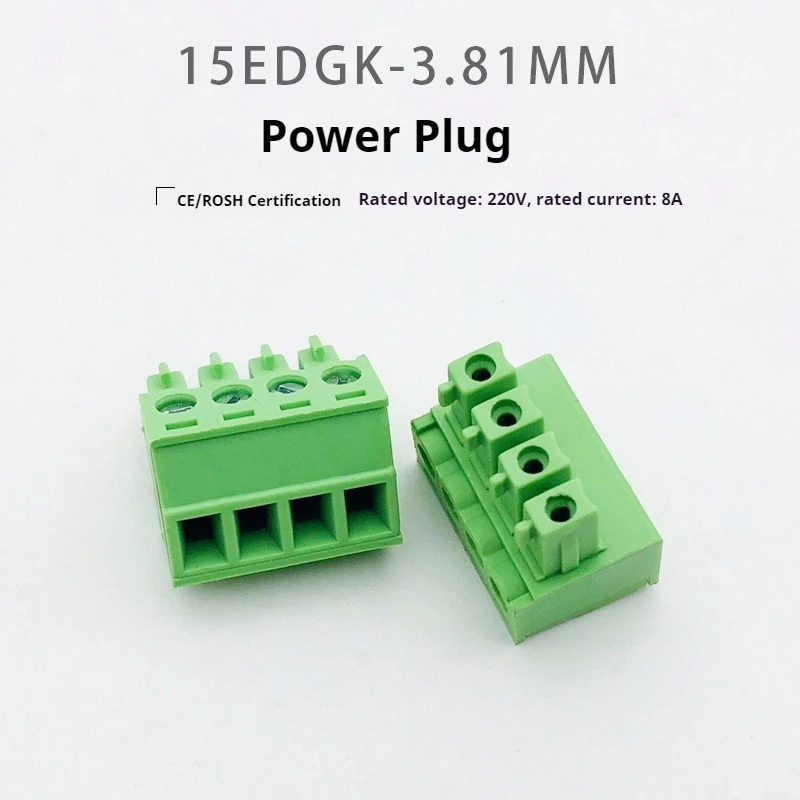 15EDGK 3.81mm 3.5mm Pitch Plug-in Terminal Block PCB Wire Connector 2P-24Pin Copper Flame Retardant 15edg Male Plug Connector