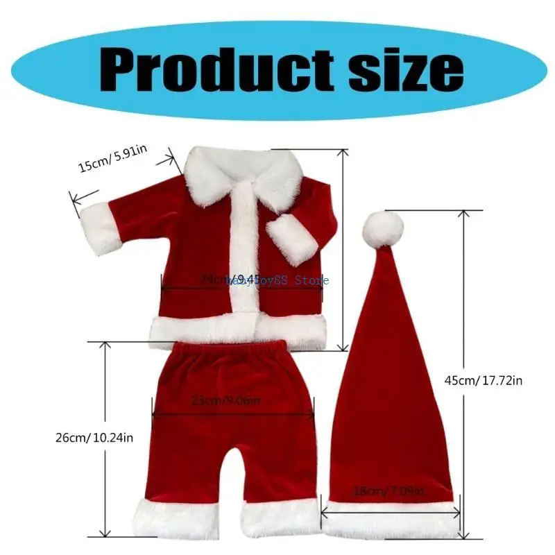 Y4UD คริสต์มาสชุดเด็ก Santa Clause 3 ชิ้นชุดแขนยาวเสื้อคลุมปกเสื้อคลุมเสื้อคลุมและหมวกสำหรับงานเลี้ยงครอบครัวปาร์ตี้