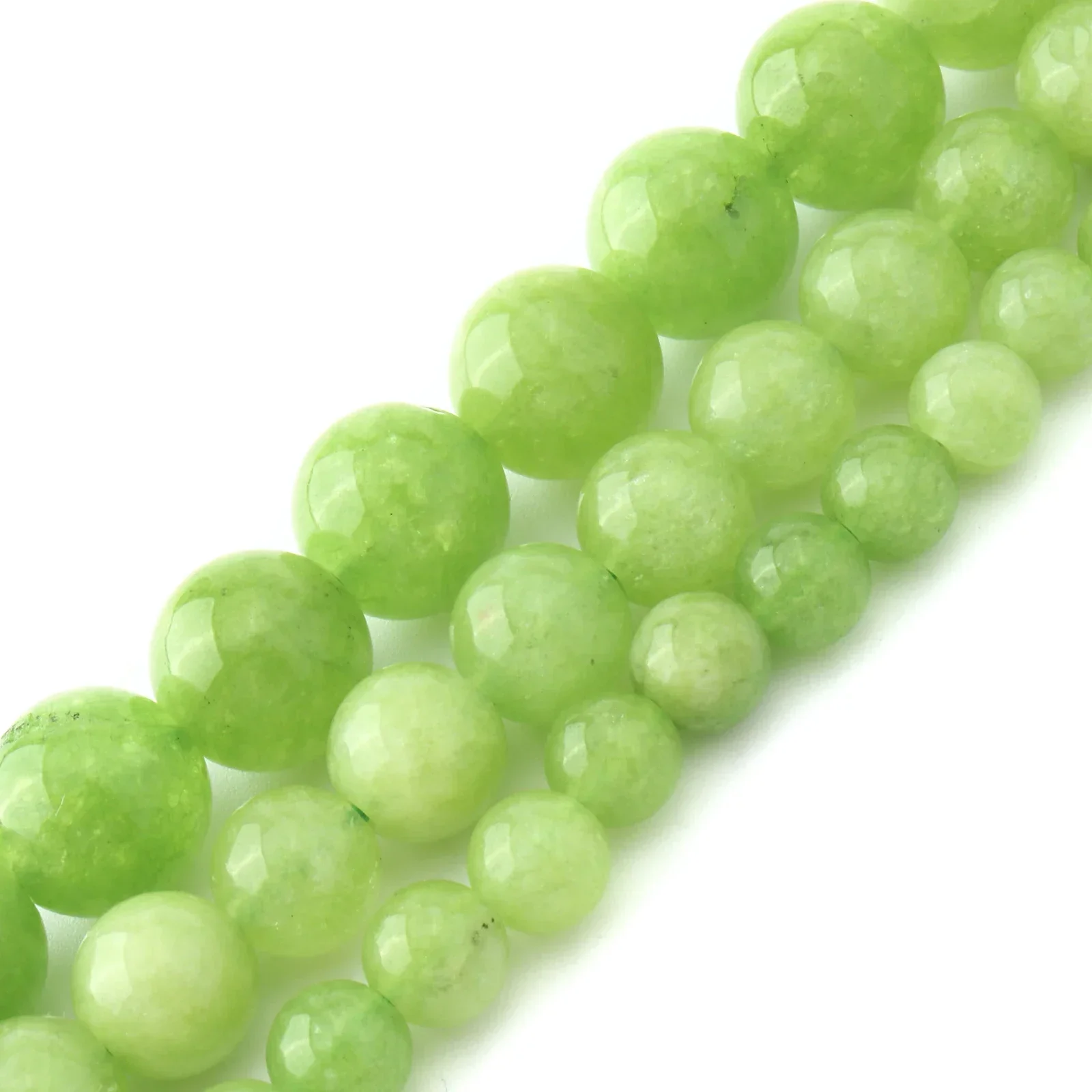 6 8 10MM Natural Green Peridot Chalcedony Jades Round Loose Spacer Beads For Jewelry Making DIY Bracelets Necklace Accessories