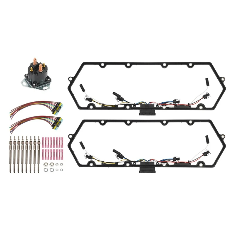 For Ford 7.3L Powerstroke Diesel 1998-2003 Valve Cover Gaskets Harness & 8 Glow Plug+Relay F81Z-6584-AA,1379998