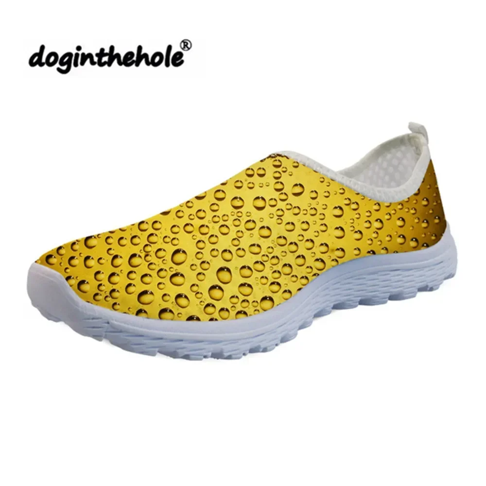 Spring Summer Funny Flats Women Shoes Unisex 3D Print Beer Shoes Casual Mesh Light Sneakers Breath Zapatos De Mujer