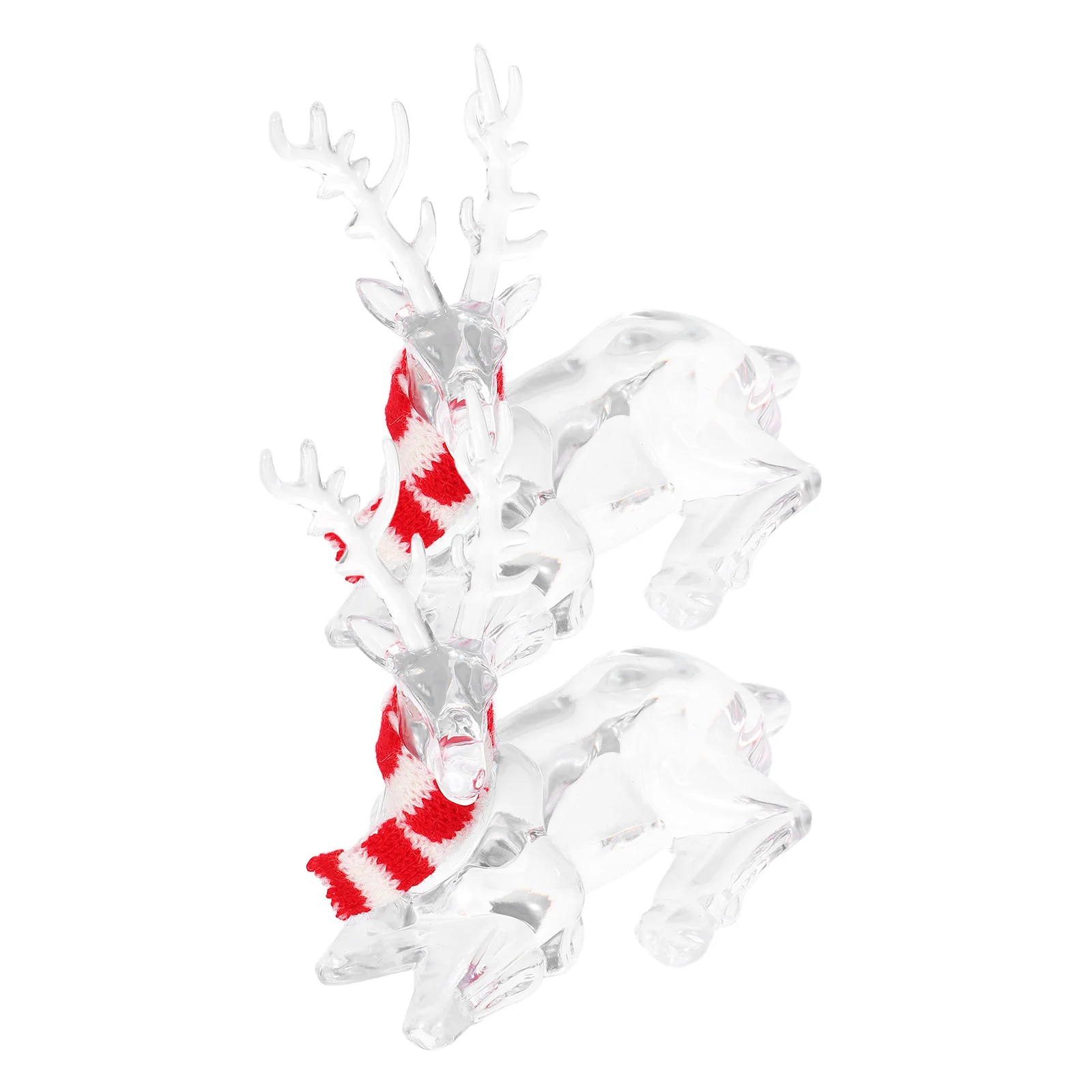 

2 Pcs Acrylic Deer Ornaments Christmas Reindeer Crystal Table Decor Clear s