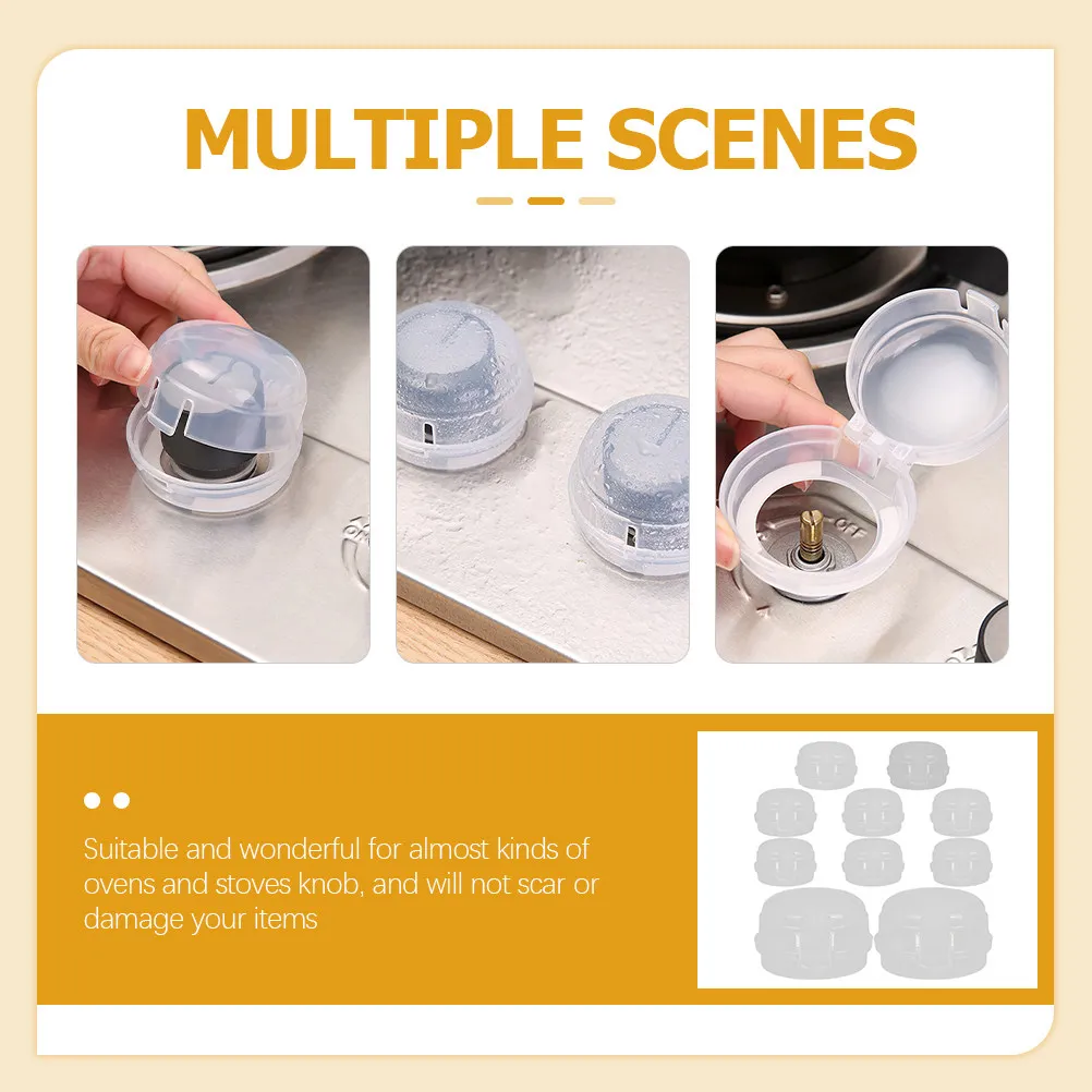 10Pcs Clear Stove Knob Covers Child Safety Gas Knob Protective Cover Universal Oven Stove Guard Baby Proof Kitchen Safety Shield