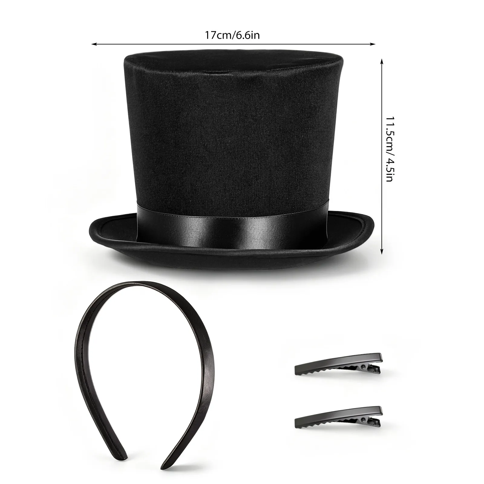 Black Top Hats For Photography Props New Years Party Small Banquet Mini Hairband Lightweight Stage Costume Accessory