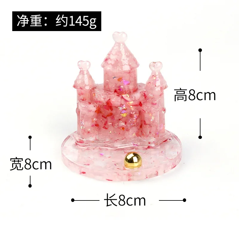 Natural crystal gravel Epoxy fairy tale castle finished ornament lazy desktop mobile phone holder gift gift female