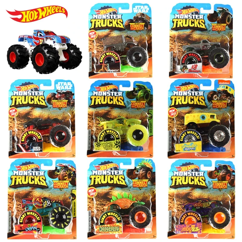 Hot Wheels-coche de carreras de Metal para niños, modelo de camión Moster, modelo de coche de Metal fundido a presión 1/64, dinosaurio, bestia