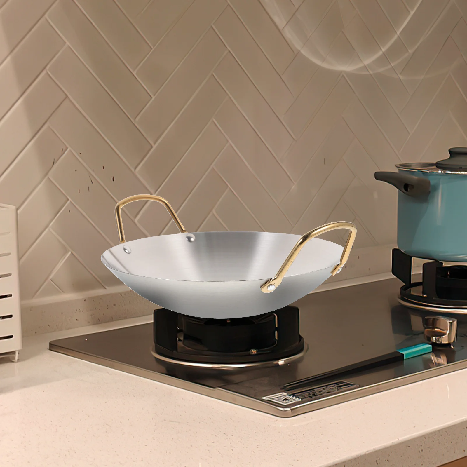 

Stainless Steel Double Handle Cooking Pot Nonstick Round Pan Household Kitchen Utensil Hot Pot Reliable Cooking Tool